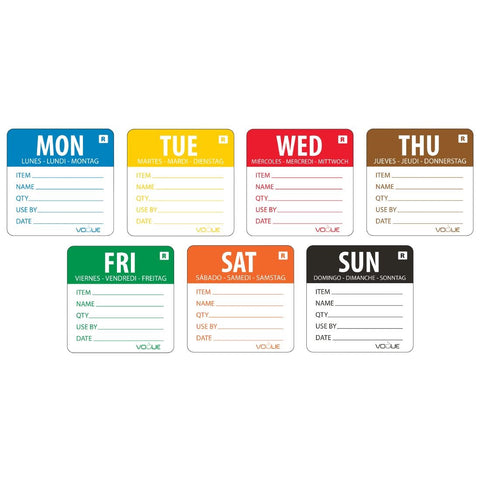 Days of the Week Labels 7 x 500 Mon-Sun Rolls