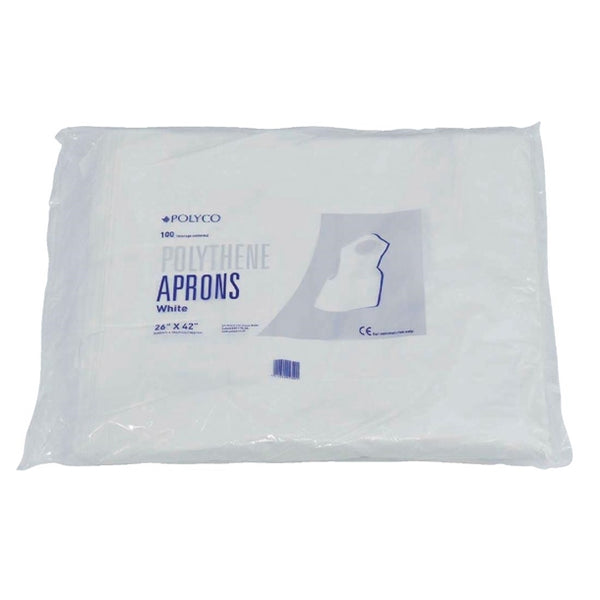 Apron Disposable Polyth White Pack 100