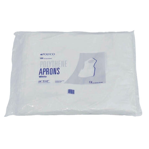 Apron Disposable Polyth White Pack 100
